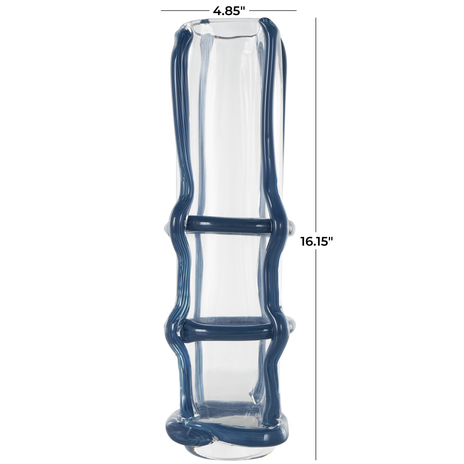 Ahren Recycled Glass Table Vase, Blue, 16.15" H x 4.85" W x 4.85" D