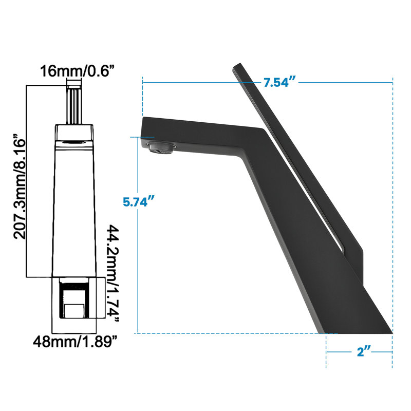 Robinet de lavabo de salle de bain monotrou monocommande en laiton massif, Noir mat