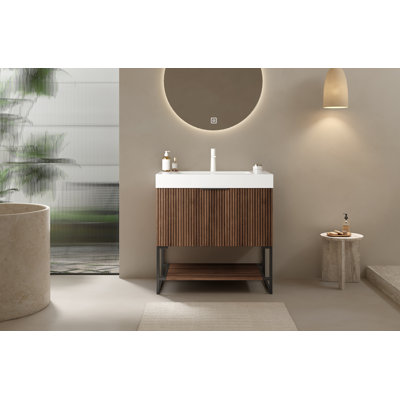 Laigha Wall-Mounted Floating Bathroom Vanity with Sink