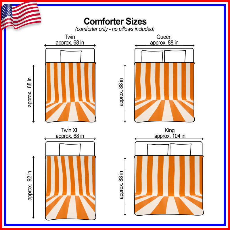 Orange White Vertical Stripes Comforter, Twin Extra Long