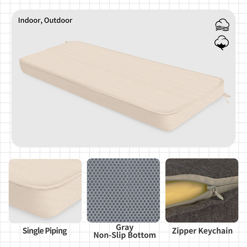 Coussin de banc personnalisable de 1 po de hauteur pour mobilier d'intérieur / extérieur / chaise / siège de fenêtre, mousse à haute résilience 75D de qualité supérieure