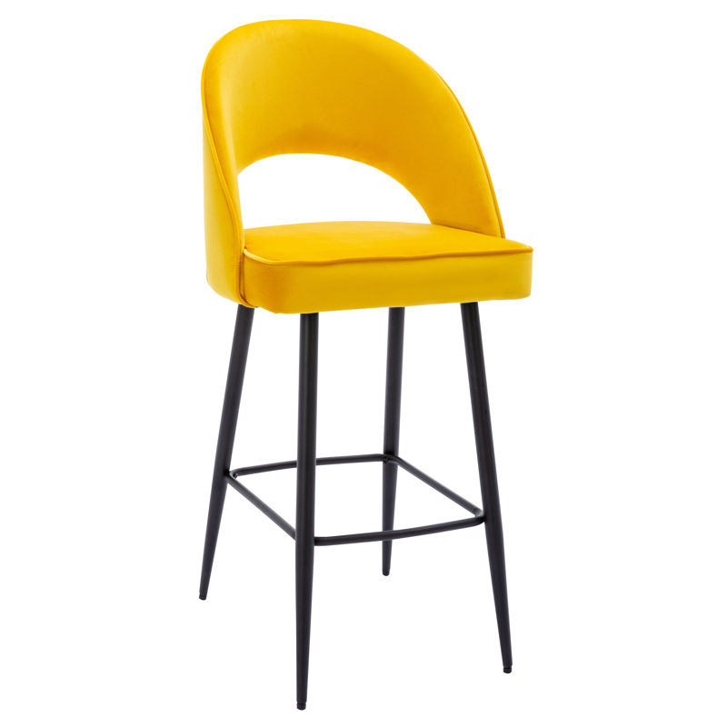 Henn Upholstered Counter Stool with Metal Frame, Yellow
