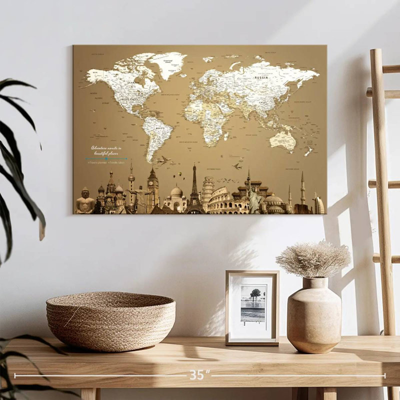 «Adventure Awaits World», punaise Amrico, H 16 po x l 24 po
