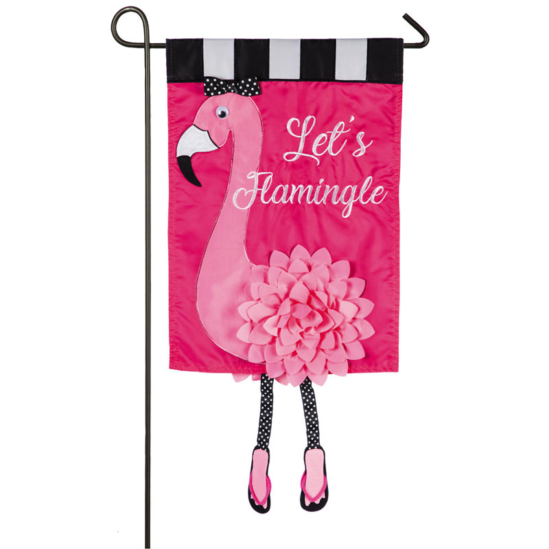Drapeau de jardin en nylon 18 x 13 po Taulbee Let's Flamingle