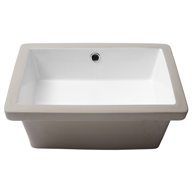 Ceramic Rectangular Undermount Sink 18"x12" With Overflow - White, Sleek, Stain- For Multiple Locations White Undermount, Stylish, Acid-