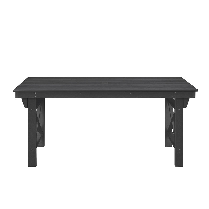 SeeHill HDPE Outdoor Dining Table, 66.9â€ Rectangle Patio Dining Table for 6, All-Weather HDPE Outdoor Table with 2.2â€ Umbrella Hole, HDPE Patio Furniture for Deck, Backyard, Garden, Pool
