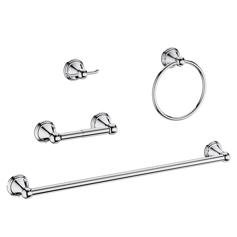 Ensemble de quincaillerie de salle de bain 4 pièces, Chrome