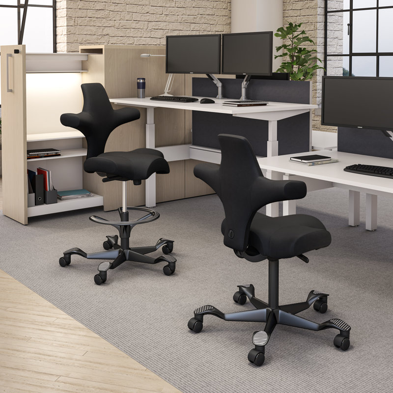 HÅG Capisco Adjustable Sit-to-Stand Height Chair, Black, Sit-to-Stand, Midnight Black 