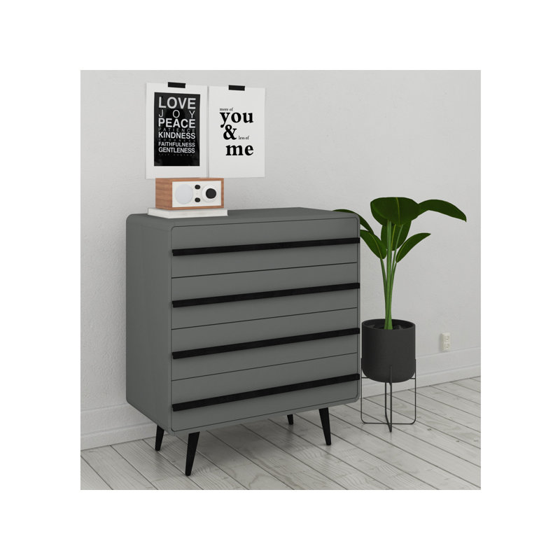 Sanita 80 cm W Chest of 4 Drawers, Black