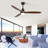60 Inch Ceiling Fan With Lights 3 Solid Wood Fan Blade Noiseless Reversible Motor Remote Control