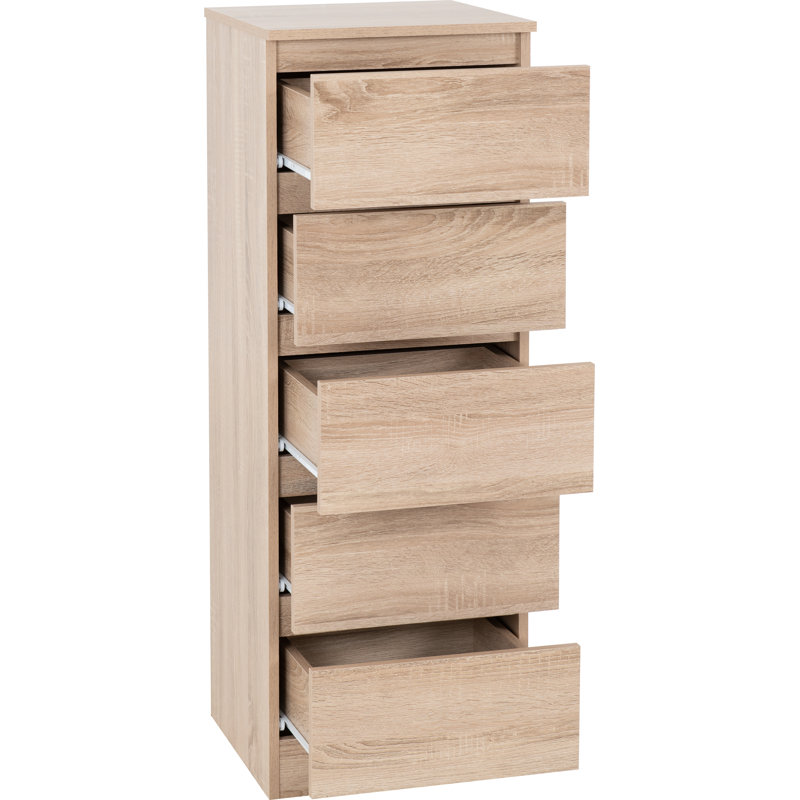 40cm W 5 - Drawer Chest of Drawers, Oak