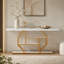 Table d'appoint 70,9 po, canapé doré moderne derrière le canapé avec rangement à 4 niveaux, table d'appoint en faux marbre blanc pour le salon, le couloir et l'entrée