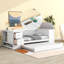 Lit de jour simple avec accoudoirs de rangement, lit gigogne et station de charge, blanc