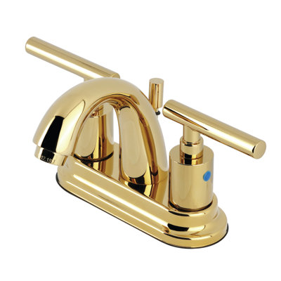 Kingston Brass Manhattan Two-Handle 3-Hole Deck Mount 4" Centerset Bathroom Faucet with Pop-Up Drain