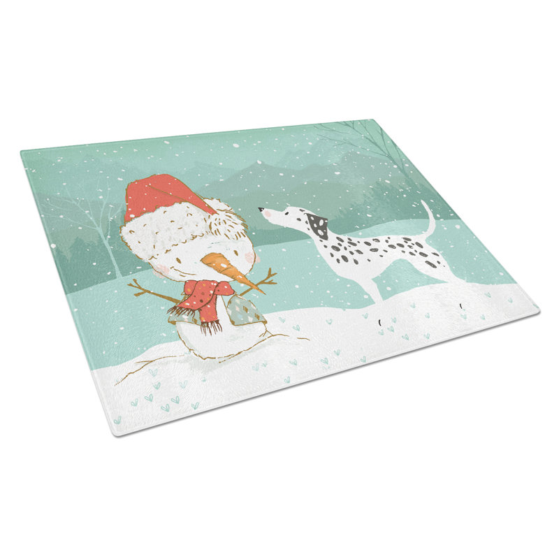 Planche à découper noël bonhomme de neige en verre trempé caroline, Dalmatien