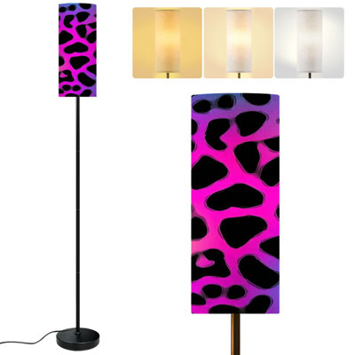 68.5" Standing Floor Lamp neon gradient animal print Seamless Dimmable Metal Pole Lamp with Linen Lampshade LED Bulb Included