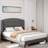 King Size Bed Frame, Velvet Upholstered Platform Bed Frame With Button Tufted Headboard-43495347-43495340