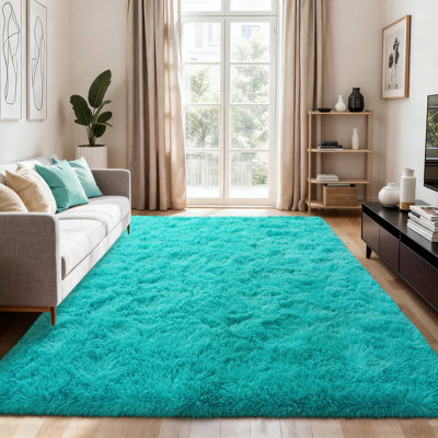 Tapis uni bleu moelleux pour salon chambre à coucher chambre d'enfant chambre d'enfant