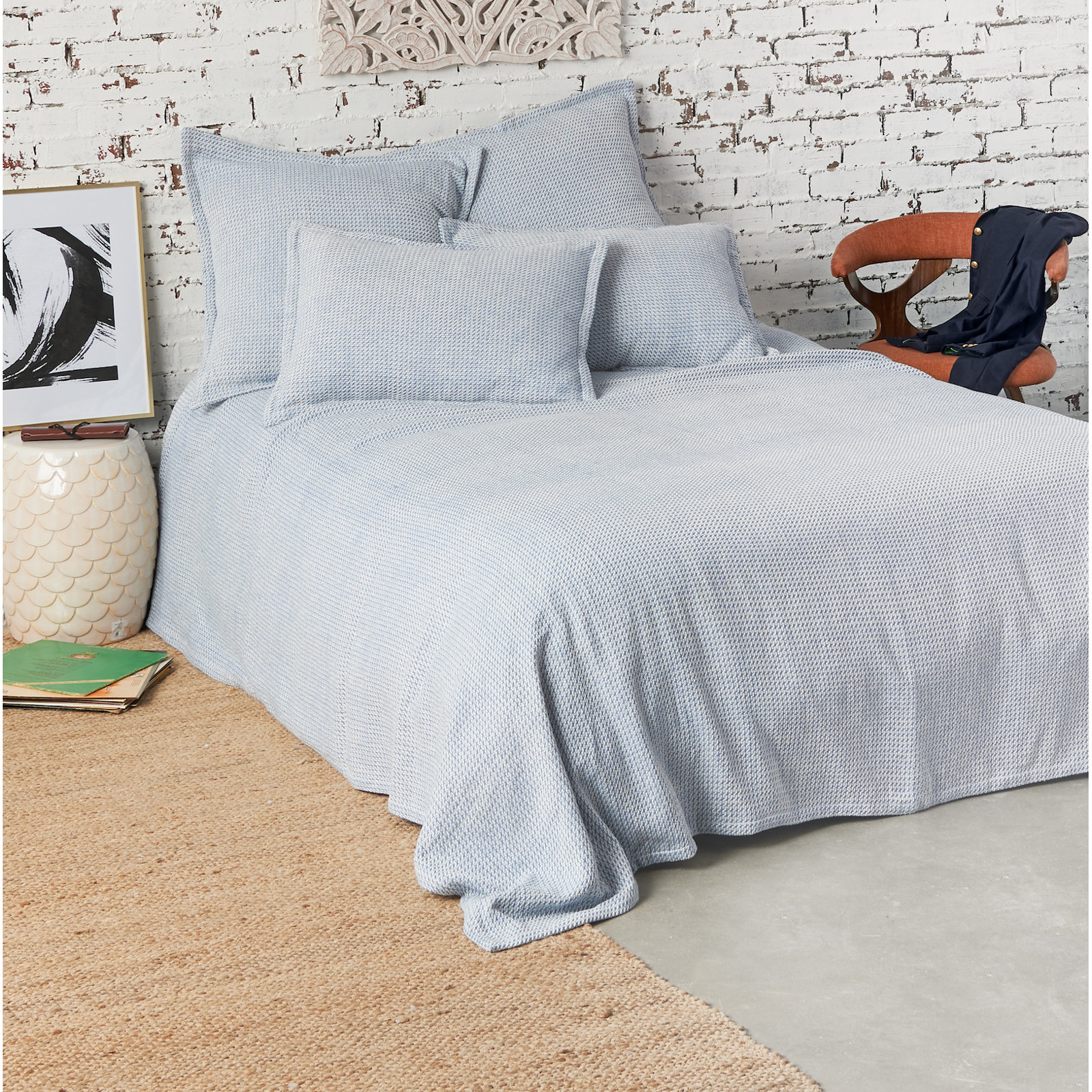 Freja Cotton Throw Blanket, Santorini, Full/Queen