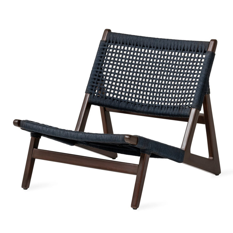 Alizee Wood Outdoor Armless Lounge Chair, Indigo, Espresso