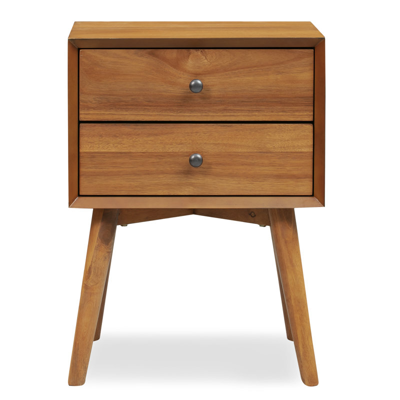 Dorsey Nightstand with Solid Wood Base, Light Brown