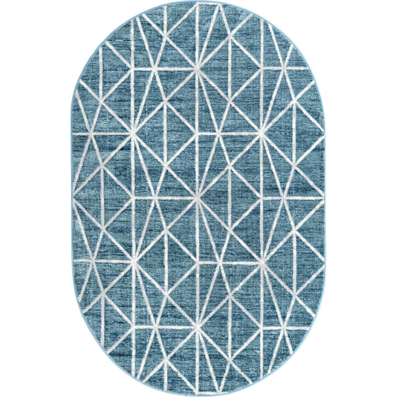 Eshin Geometric Indoor Rug, Oval 5'3" x 8'