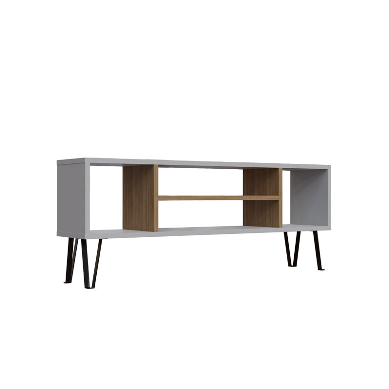 Meuble télé - Moonya, Blanc/naturel