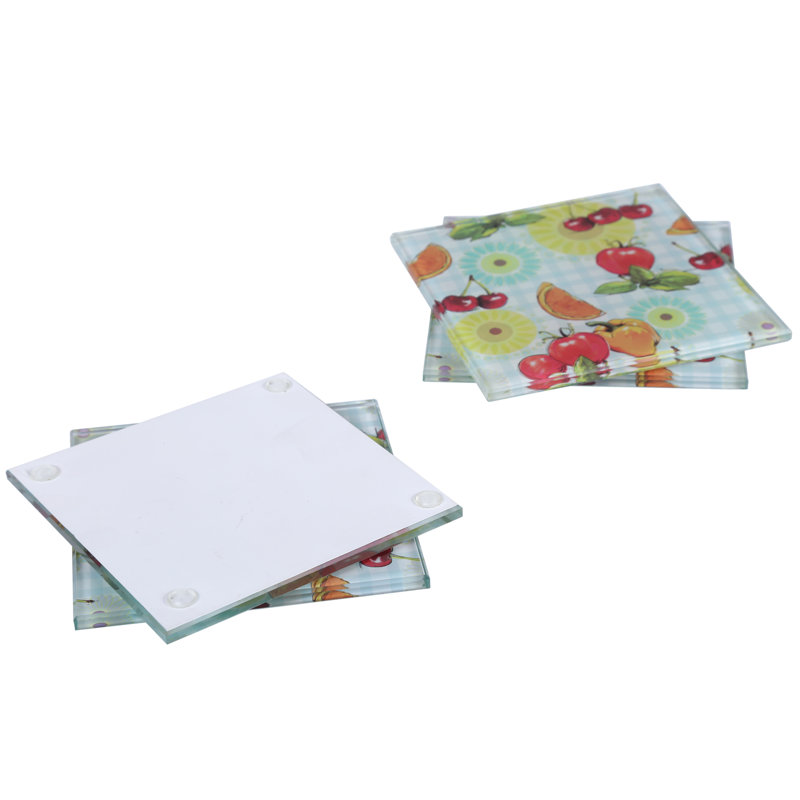 Glass Square 4 Piece Coaster Set