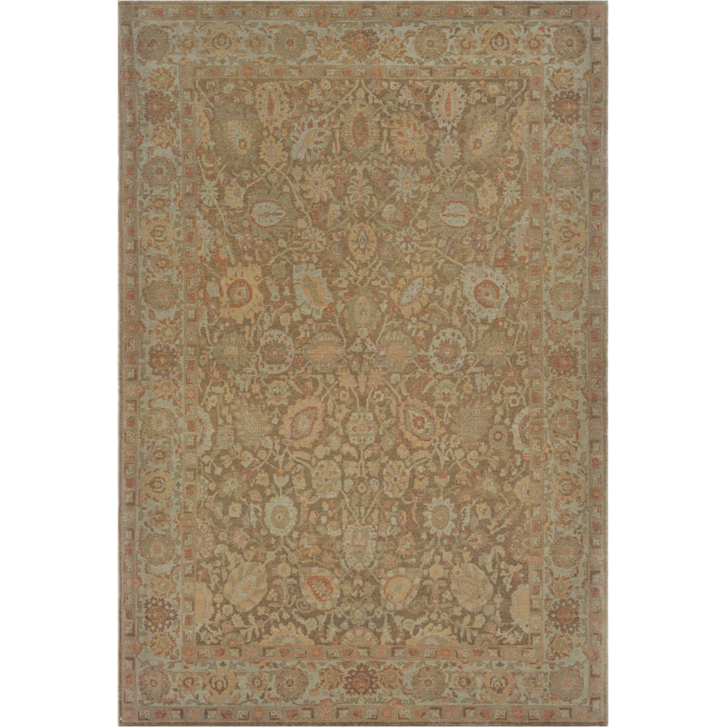 Tapis unique brun, gris et rouge de 6 pi x 9 pi