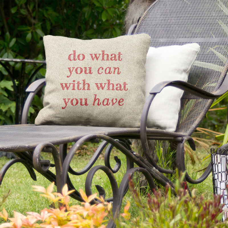 Coussin décoratif intérieur/extérieur ce que vous pouvez faire, 20 po x 20 po, Blanc / rouge uni