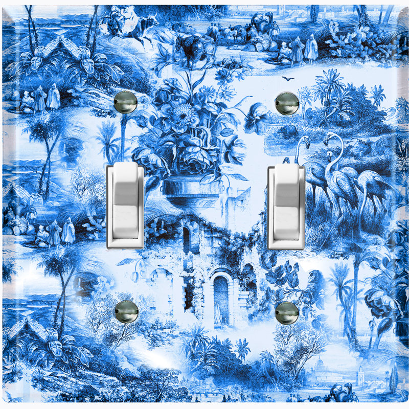 Beautiful Blue Painting White 2 - Gang Toggle Light Switch Standard Wall Plate