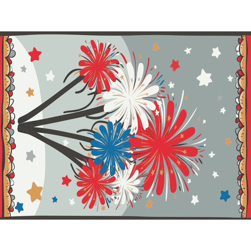 The Holiday Aisle® Indepence Day Firecraker Summer Holiday Rug, Rectangle 2' x 3'