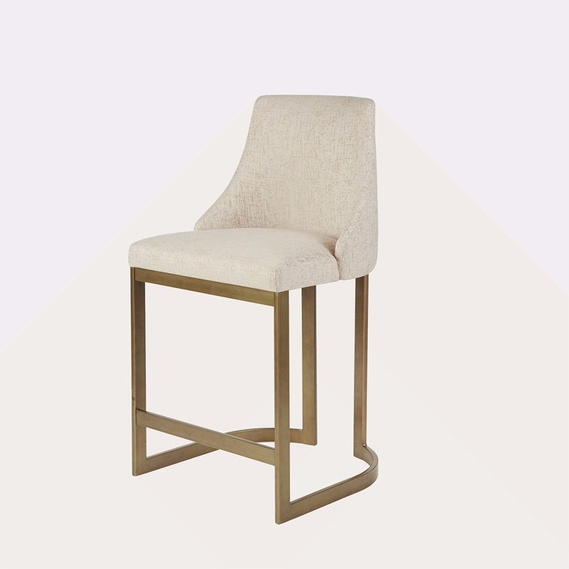 26"H Upholstered Counter Stool With Metal Base