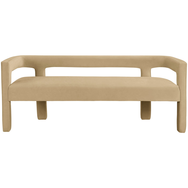 Banc avec revêtement, Velours brun clair