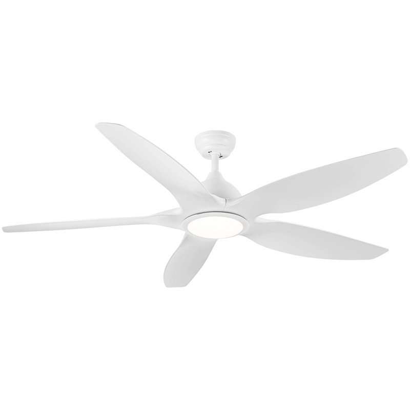 Modern 60 In Intergrated Led Ceiling Fan Lighting With White Abs Blade, White, White