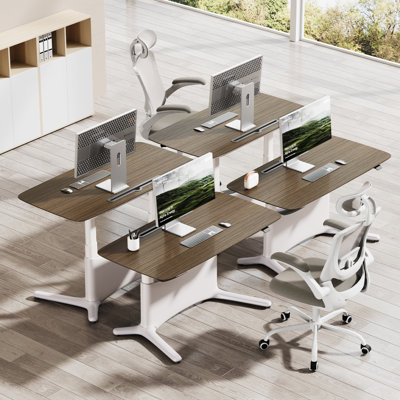 Bureau électrique à hauteur réglable - Espace de travail en bois massif avec rangement caché