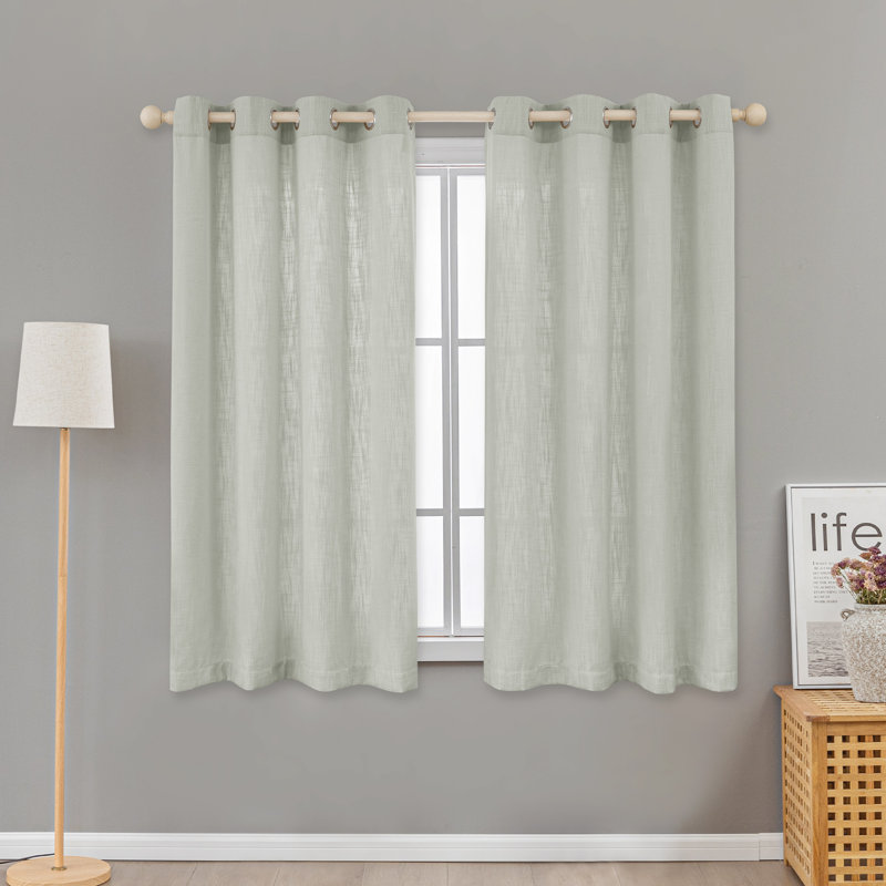 Kambi Linen Blend Semi-Sheer Curtain Panel Pair, Foggy Gray, 52" W x 63" L
