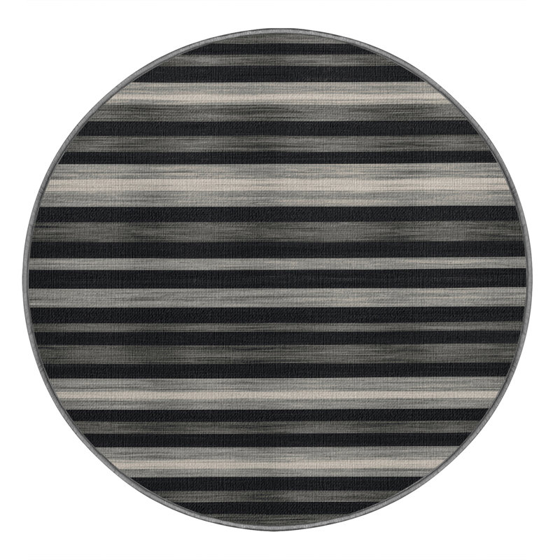 Washable Graphite Light Gray Striped Area Rug, Rectangle 2' x 3'