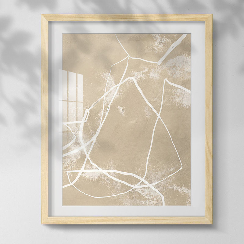 Lattice Luster II Framed Print, White, Natrual Framed Paper
