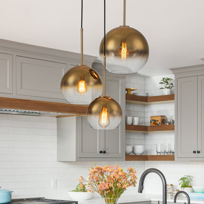 3 - Light Sculptural Gradient Glass Globe Cluster Pendant