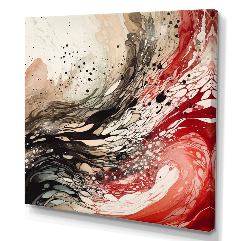 Agate I rouge et rouge sur toile, 24" H x 24" W, Toile tendue