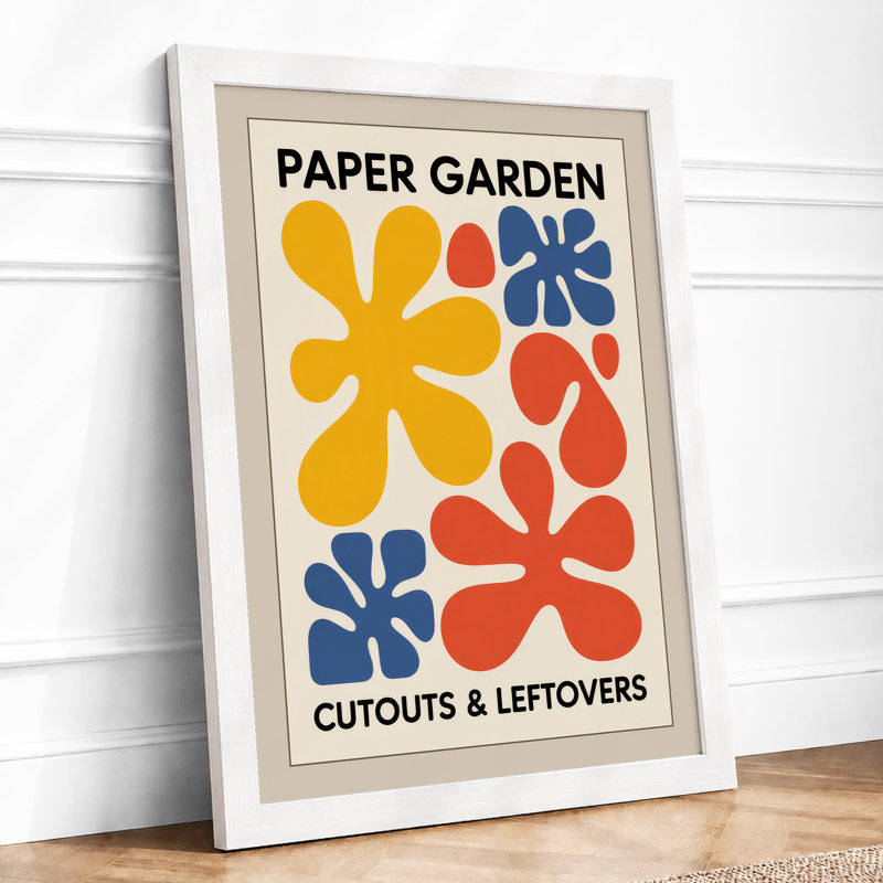 Paper Garden Blooms Geometric - Framed Print, A4 - 29.7 x 21.0 cm, White