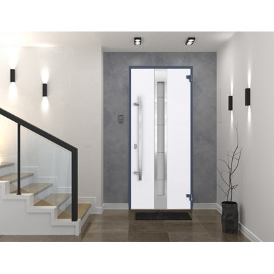 Deux portes d'entrée extérieures pré-montées en métal gris Deux