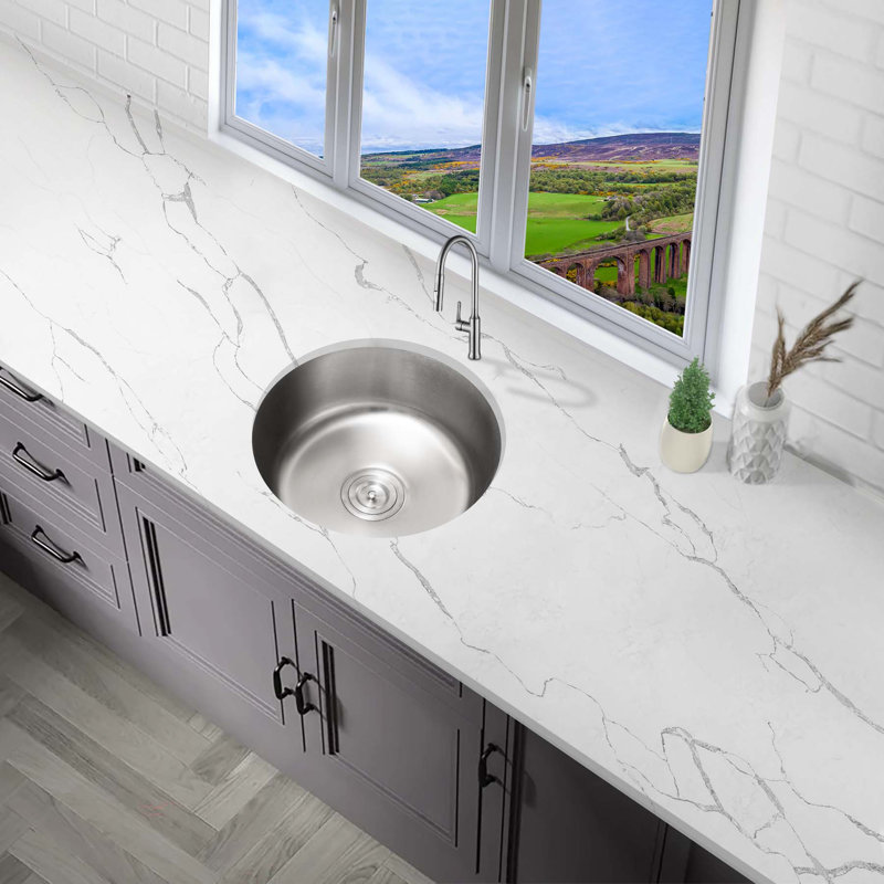 Évier de cuisine encastrable circulaire avec crépine L 18 po x l 18 po