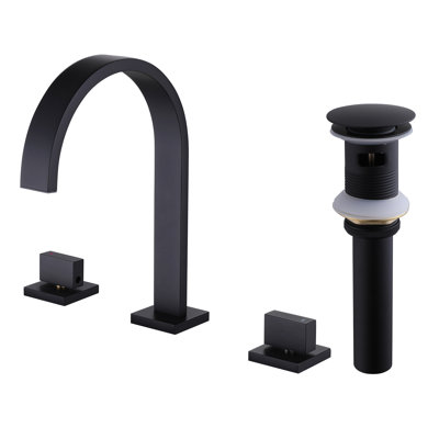 Robinet de lavabo de salle de bain moderne en laiton massif noir mat avec ensemble de drain