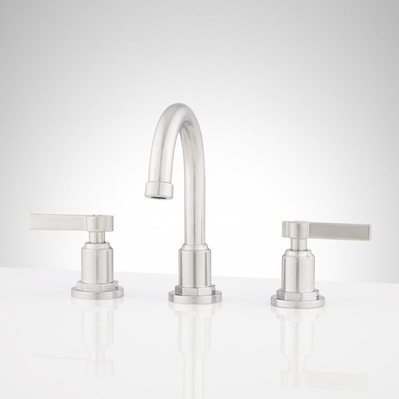 Greyfield 1.2 GPM Widespread Bathroom Faucet with Metal Lever Handles and Pop-Up Drain Assembly, Polished Nickel