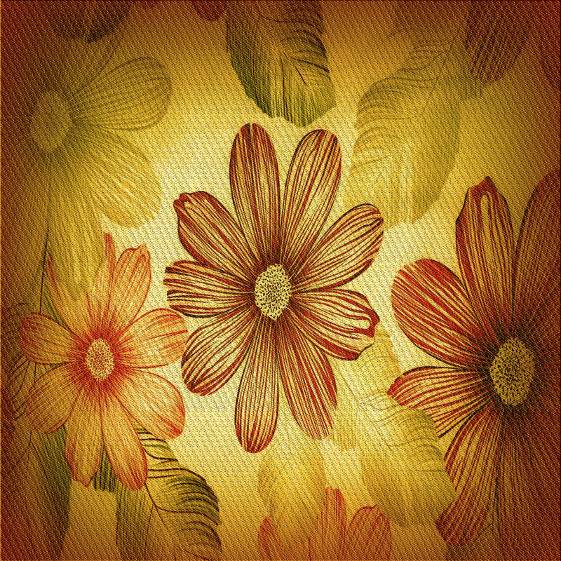Tapis jaune en laine florale levasseur, Carré 5 pi