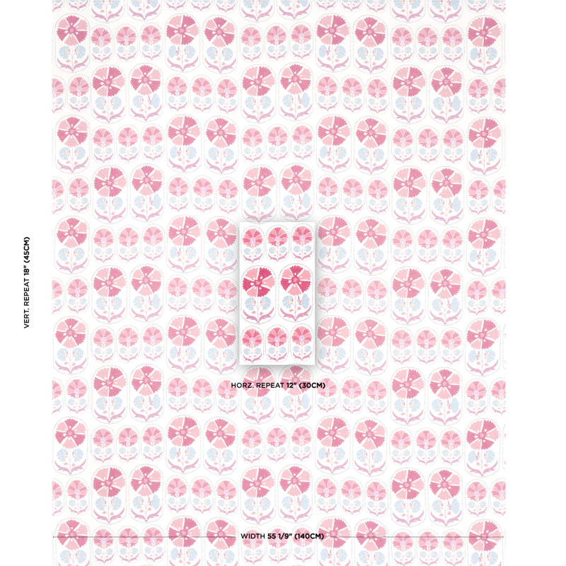 Anjuna Floral Linen Print Fabric, Mulberry