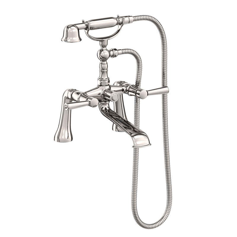 Metropole Deck Mount Exposed Tub & Hand Shower Set, Polished Nickel