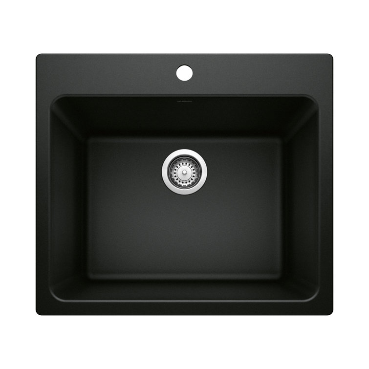 Liven Silgranit 25" L x 22" W Granite Composite Drop-In/Undermount Laundry Sink with Basket Strainer